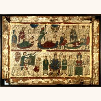 Frontal de altar con esceas da vida de San Martiño  Escola leridá, finais do século XIII