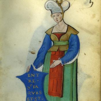 ‘Mulleres do Camiño de Santiago’. Libro. Acuarela. Manuscrito. Debuxo: 1530[ca]-1550[ca]. Encadernación: 1601-1625. Francia