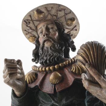 Santiago peregrino. Escultura. Talla policromada. Obradoiro do sur de Alemaña, Baviera. Finais s. XVI - Principios s. XVII