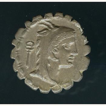 Denario serrado da familia Papia (L. Papius) (ca. 79 a.C.). Anverso. Prata. República de Roma. Castromaior (Lugo)