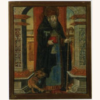‘San Antonio Abade’. Sarga. Pintura á tempera. Escola castelá. 1500[ca]